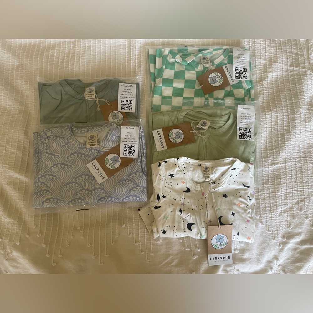 Larkspur Baby Company 6-12, 12-18 month gender neutral bundle pajama bamboo